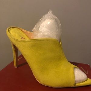 Open toe suede heels